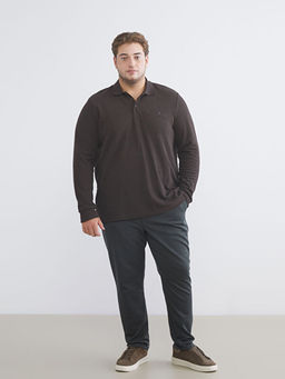 B?y?k Beden Polo Yaka Erkek Sweatshirt