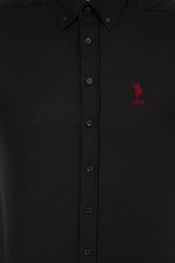 U. S. Polo Assn / Рубашка мужская черная Uzunkol Basic - U.s. polo assn фото 6