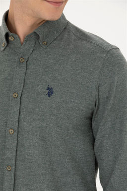 U. S. Polo Assn / Мужская темно-зеленая базовая рубашка с длинным рукавом - U.s. polo assn фото 14