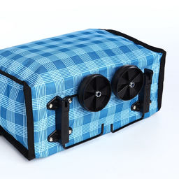 Сумка хозяйственная складная на липучке, 2 колеса, наружный карман, 32×13×52 см, голубая