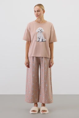 Е 20178/кофейный,забавные пудели пижама жен