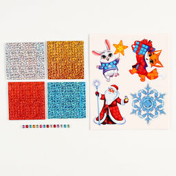 Аппликация стикерами на новый год. Елочные игрушки, набор для творчества - Школа талантов фото 3