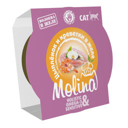 MOLINA. Ламистер для взрослых кошек. Цыпленок и креветки в желе, 75 г, 1061168  фото 2
