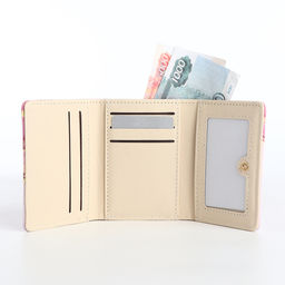 Кошелёк женский на кнопке, 10×1.5×8 см, с принтом, розовый