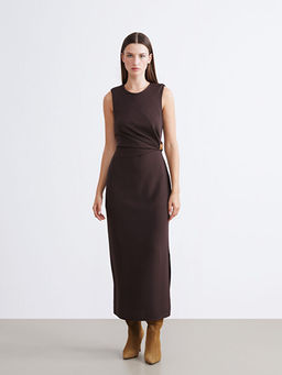 Bisiklet Yaka B?zg?l? Belden Oturtmal? Elbise