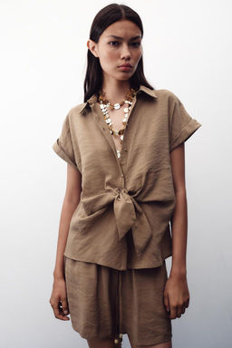 SHORT SLEEVE KNOT SHIRT - Zara фото 2