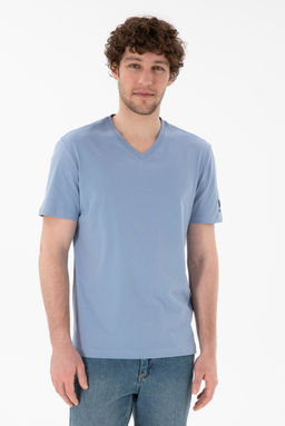 Erkek Regular Fit V Yaka Mavi Basic Ti__rt Sepette S_rpriz _ndirim - U.s. polo assn фото 2