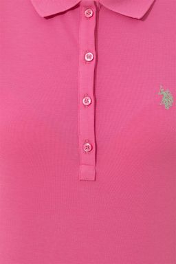 Женская розовая футболка с воротником поло Basic - U.s. polo assn фото 6