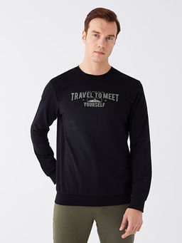 Bisiklet Yaka Uzun Kollu Bask?l? Erkek Sweatshirt - Waikiki фото 2