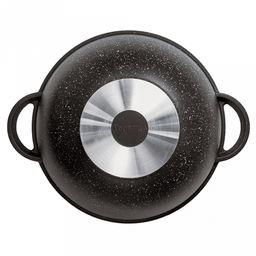 Казан с антипригарным покрытием 10л, д32см "Гранит", h18,5см, s0,4см, литые ручки, стеклянная крышка с пароотводом, подарочная упаковка (Россия)