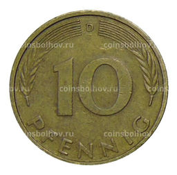 Монета 10 пфеннигов 1988 года D Германия