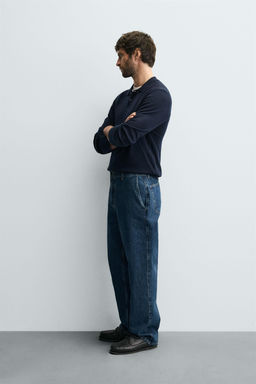 STRAIGHT-LEG DENIM CHINO TROUSERS