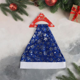 Цена за 3 шт. Колпак новогодний Снежная феерия 26х38 см, синий