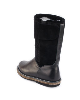 Монголки женские на войлочной подошве., Черные. Кожа. Молния. Подклад овчина.