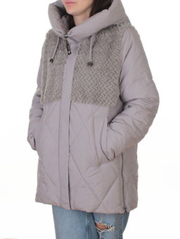 M-8800 GRAY/BEIGE Куртка зимняя стеганная женская (150 гр. холлофайбер)