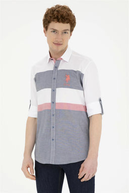 Мужская темно-синяя рубашка с длинным рукавом Неожиданная скидка в корзине