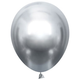 Шар воздушный латексный 5", серебро, хром, набор 50 шт.