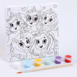 Картина по номерам для детей «Единорожки-друзья», 15×15 см