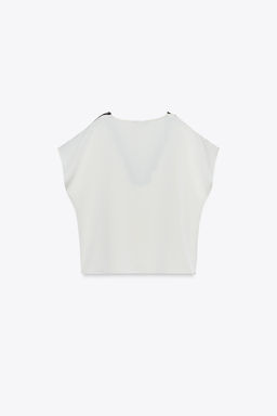 CONTRAST LACE SATIN BLOUSE - Zara фото 9