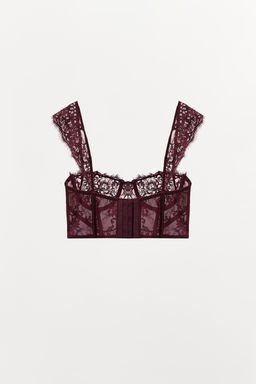 SUJETADOR AROS ENCAJE / Marr?n