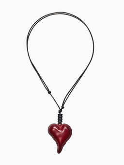 Кулон на шнурке стиль "Сердце вытянутое", 90см, цвет бордово-чёрный