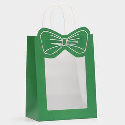 Цена за 2 шт. Пакет подарочный с окном «Бант», 19×26×13 см, зеленый