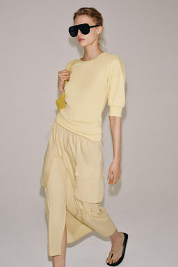 CAMISETA RIB MANGA VOLUMEN / Amarillo medio - Zara фото 5