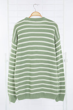 TRENDYOL MAN Lacivert Casual Unisex Oversize Bisiklet Yaka Cizgili Triko Kazak TMNAW25KZ00025 - Trendyolmilla фото 6