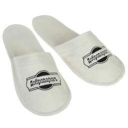Тапочки для бани белые с черной с вышивкой ДОБРОПАРОВЪ  фото 2