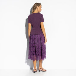 Костюм с юбкой нарядный, Больше чем стиль (2 в 1, фиолетовый) - Charutti фото 5