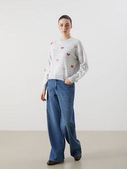 Bisiklet Yaka Desenli Kad?n Triko Kazak