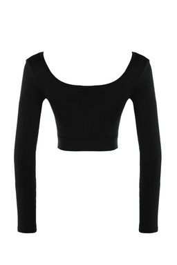 Siyah Seamless/Dikissiz Crop Ekstra Esnek Orme Spor Ust/Bluz TWOAW22BZ0450