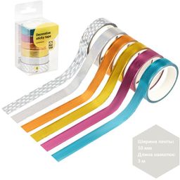 Клейкие ленты декоративные, комплект 6шт., 10мм*3м MESHU "Luminous", фольгированные (MS_36899)