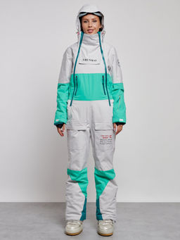Горнолыжный комбинезон женский зимний зеленого цвета 2320Z