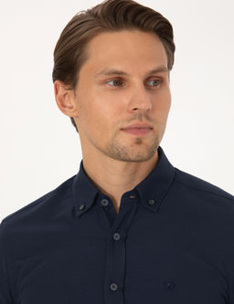 Lacivert Slim Fit Uzun Kollu G_mlek