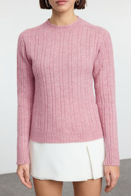 Somon Yumusak Dokulu Dik Yaka Regular Triko Kazak TEDAW25KZ00041 - Trendyolmilla фото 15