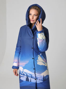 24406 Пальто двухстороннее синий - Dizzyway фото 3