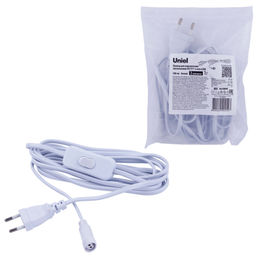 UCX-PT2/T70-300/B WHITE 1 STICKER Провод для подключения светильника ULT-P7* к сети 220В. 300 см, с кнопкой включения. Белый. ТМ Uniel