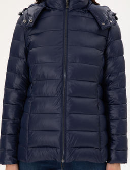 Lacivert Kap__onlu Kapitone Mont