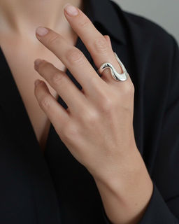 Кольцо с белым серебрением