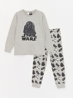 Bisiklet Yaka Star Wars Bask?l? Uzun Kollu Erkek ?ocuk Pijama Tak?m?
