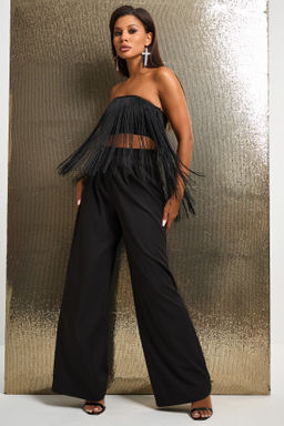 Топ-бандо с бахромой черный