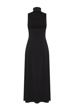 TRENDYOLMILLA Limited Edition Siyah Dik Yaka S?rt Dekolteli Belden Ac?lan Esnek Maxi Orme Elbise TWOSS25EL00477  фото 4