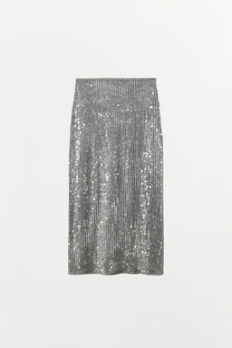 FALDA MIDI LENTEJUELAS ABERTURA / Gris vigor? - Zara фото 6