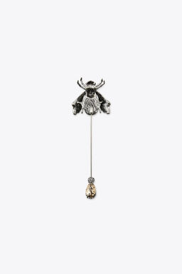 MAXI METAL BEE BROOCH WITH RHINESTONES