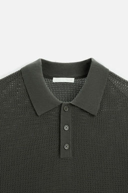 PERFORATED TEXTURED KNIT POLO SHIRT - Zara фото 8