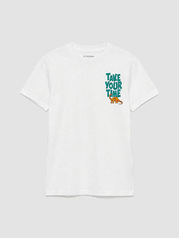 Bisiklet Yaka Bask?l? Erkek ?ocuk Ti??rt