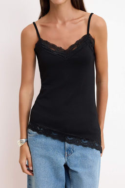 Siyah V Yaka Kolsuz Dantel Detayl? Soft Touch Orme Bluz TWOSS26BZ00661 - Trendyolmilla фото 3