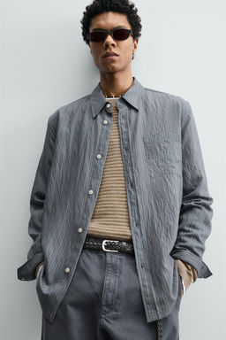 CAMISA FLUIDA RAYAS / Azul lavado - Zara фото 6