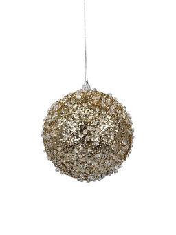 Цена за 2 шт. Ёлочный шар новогодний d=10 см Карнавал грация, золото - Зимнее волшебство фото 2